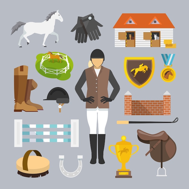 Jockey icons flat