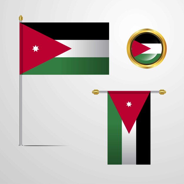 Jordania agitando diseño de la bandera con el vector de la insignia