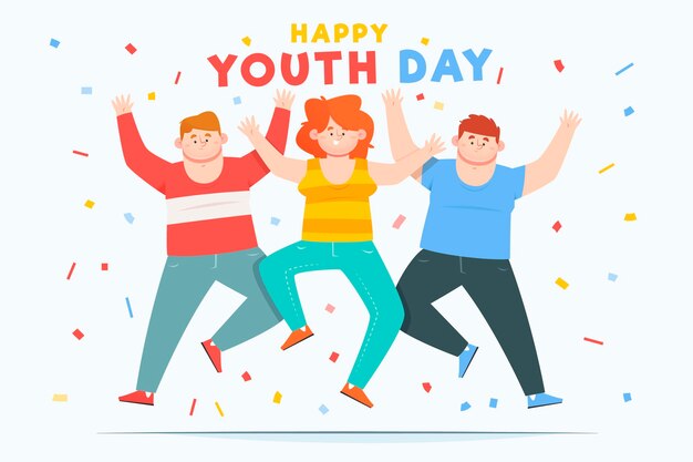 Jornada de la juventud plana - gente saltando