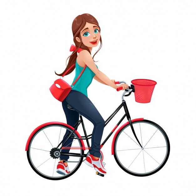 Vector gratuito una joven en bicicleta