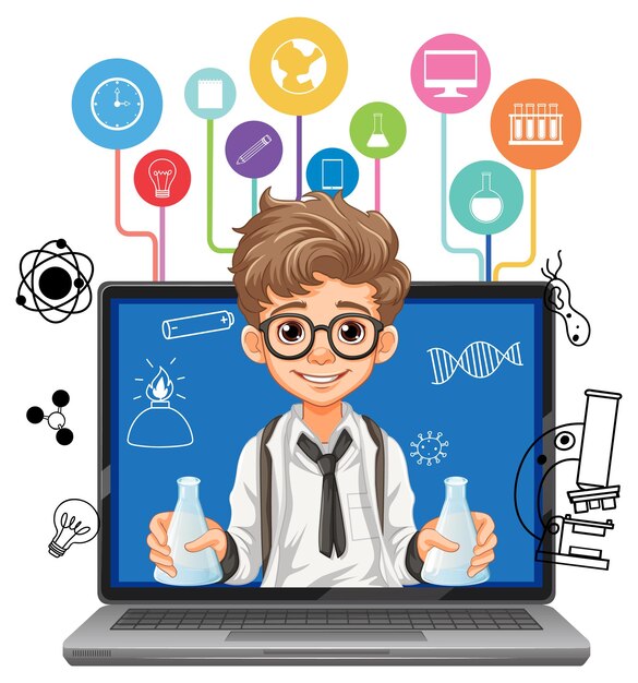 Joven científico con equipo de laboratorio