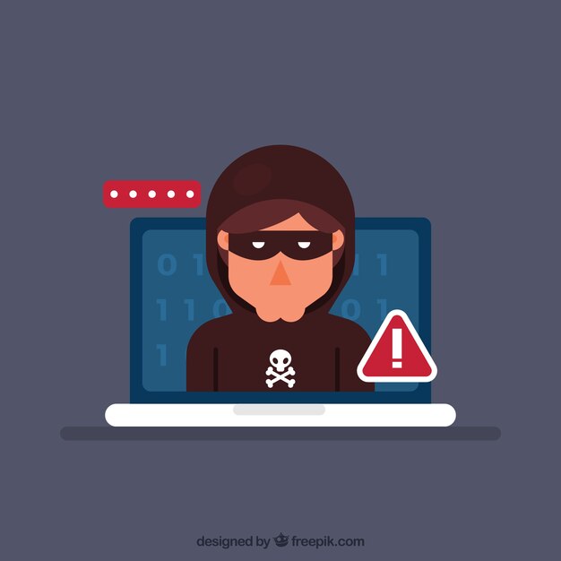 Joven hacker anónimo con diseño plano
