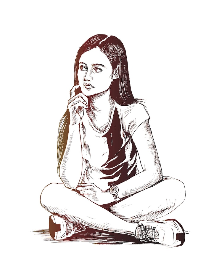 Vector gratuito joven india pensando en fondo blanco