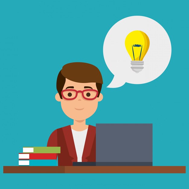 joven en lugar de trabajo