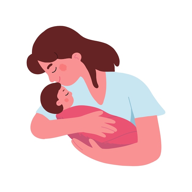 Joven madre abraza a su bebé con amor y afecto