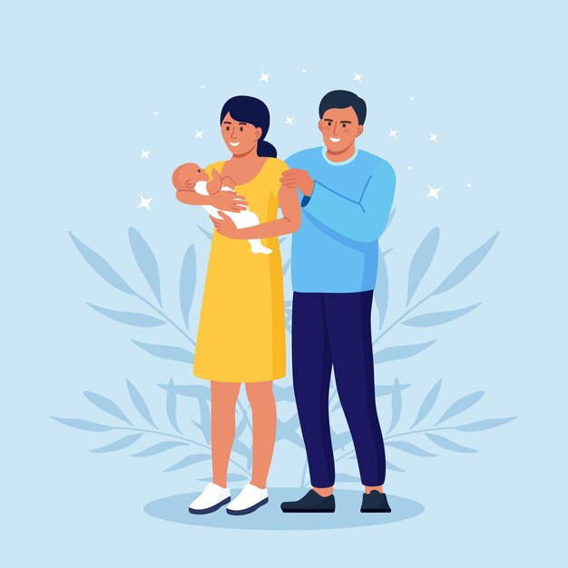 Papa Mama Y El Pequeno Bebe Vector Gratis