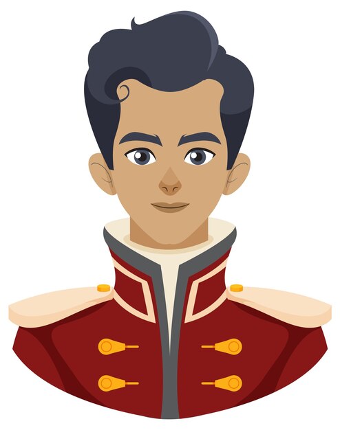 El joven príncipe en uniforme rojo