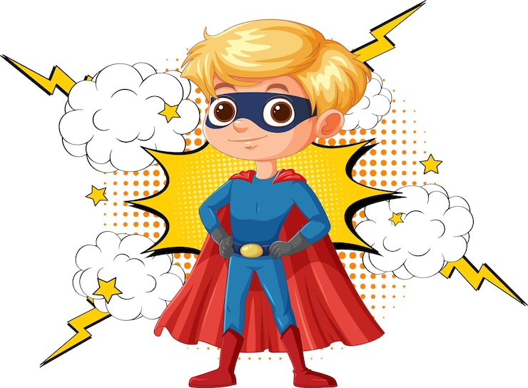 Vector gratuito un joven superhéroe en acción