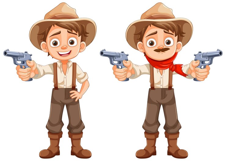 Vector gratuito joven vaquero con traje de granjero de campo