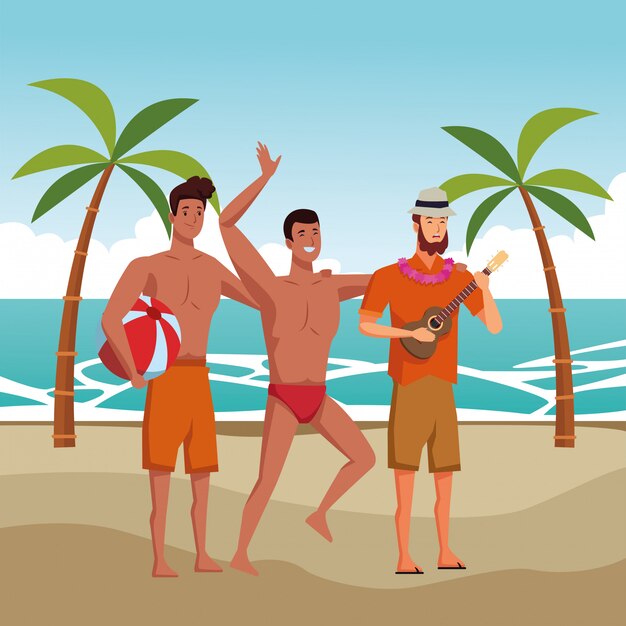 Jóvenes y caricaturas de verano.