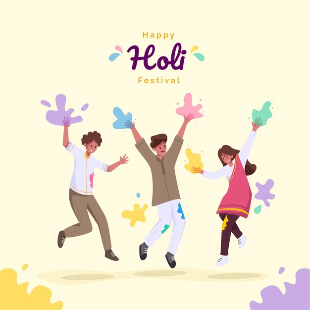 Jóvenes celebrando el festival holi