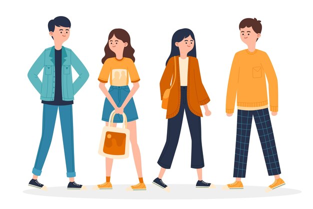 Jóvenes coreanos de moda ilustrados
