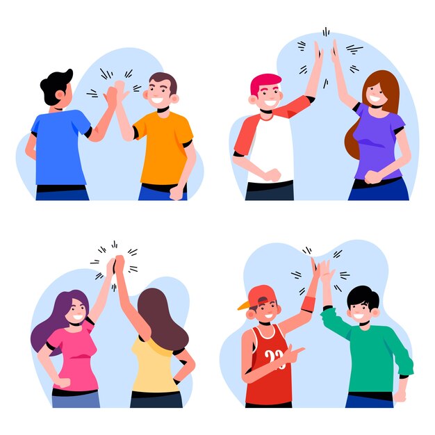 Jóvenes dando cinco paquetes