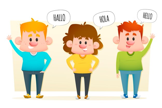 Jóvenes hablando en diferentes idiomas.
