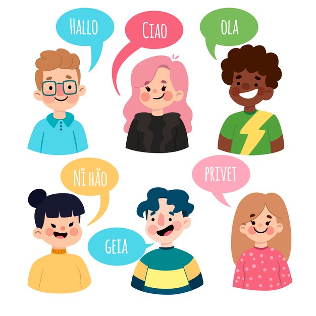 Jóvenes hablando en diferentes idiomas.