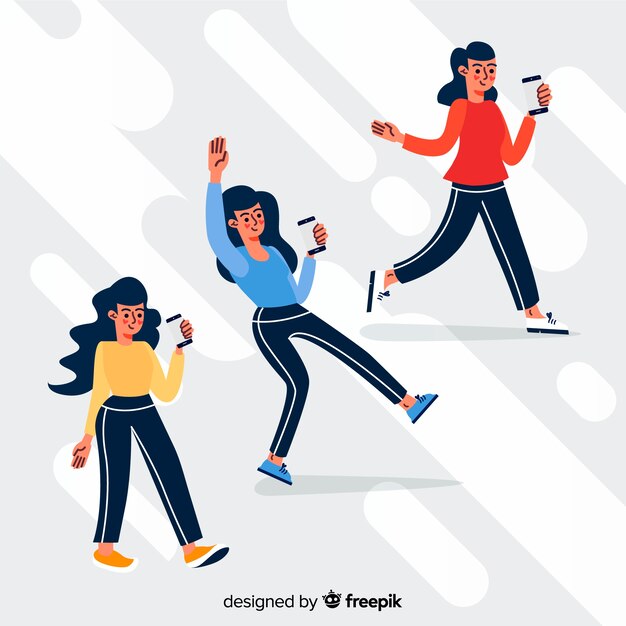 Jóvenes con ilustración de teléfonos inteligentes