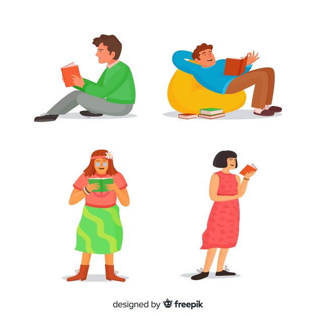 Jóvenes leyendo en diferentes posiciones