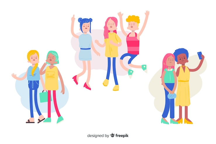 Vector gratuito jóvenes pasando tiempo juntos