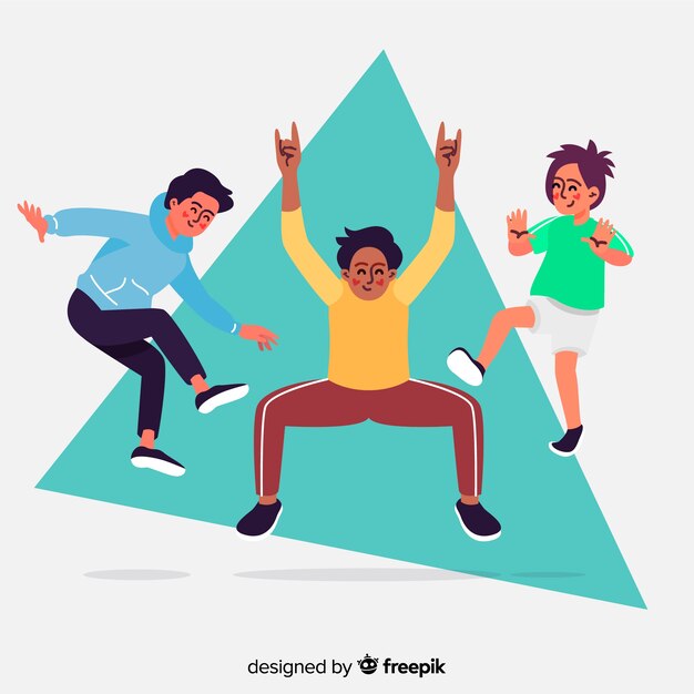 Jóvenes saltando diseño de ilustración