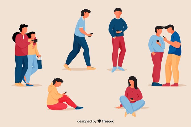 Jóvenes sosteniendo su paquete de teléfonos inteligentes