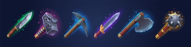 Juego de armas vikingas para juegos de computadora en el fondo