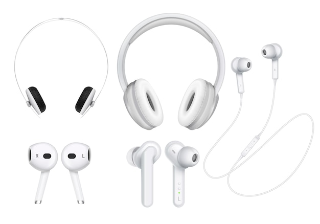 Vector gratuito juego de auriculares inalámbricos blancos