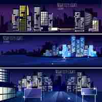 Vector gratuito juego de banners city nightcape 3