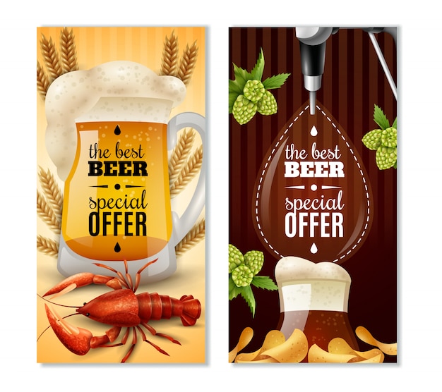 Vector gratuito juego de banners verticales dark light beer 2