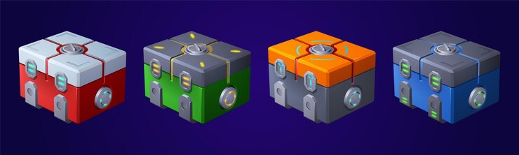 Vector gratuito juego cajas futuristas cofres tecnología futura