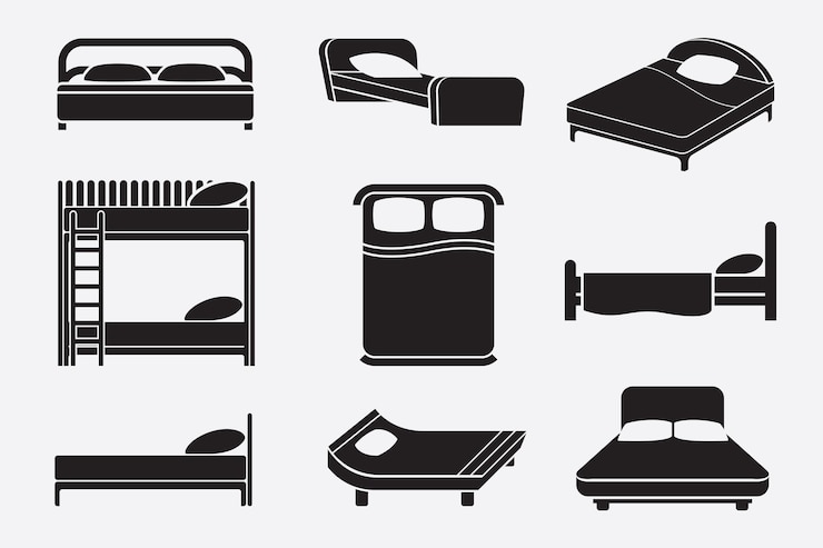Vector gratuito juego de camas en blanco y negro