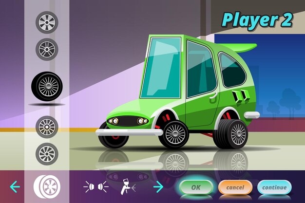Juego de carreras de coches en el menú de visualización
