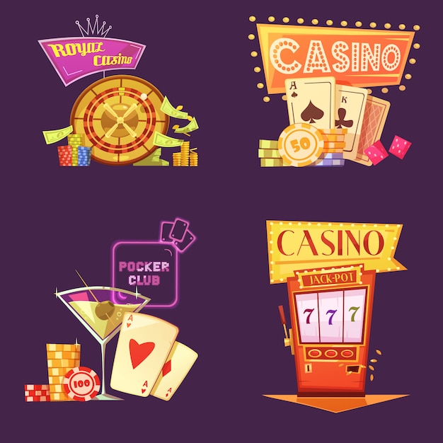 Vector gratuito juego de cartas de casino retro