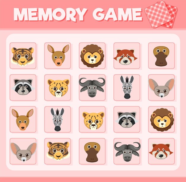 Juego de cartas de memoria de animales