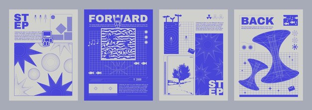 El juego de carteles de vibración de píxeles groovy de Y2K