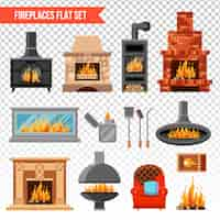 Vector gratuito juego de chimeneas transparentes