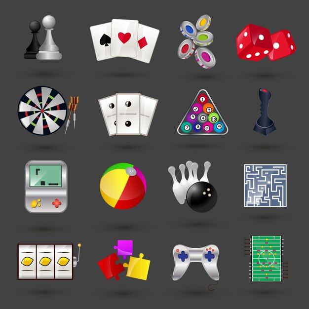 Juego de deporte y juegos de azar iconos de casino conjunto ilustración vectorial aislado