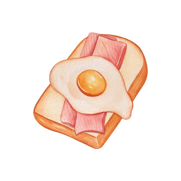 Juego de desayuno de acuarela dibujado a mano