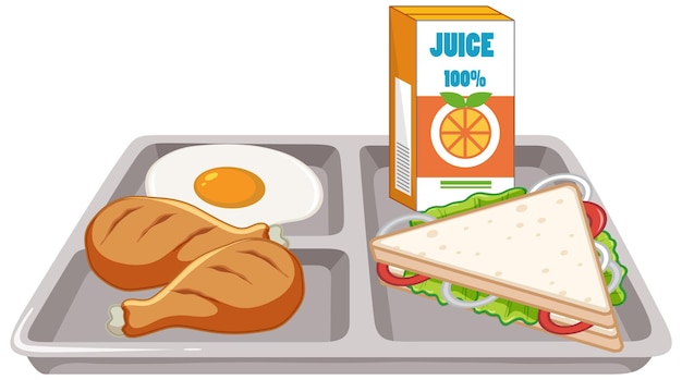 Vector gratuito juego de desayuno en el vector de la bandeja