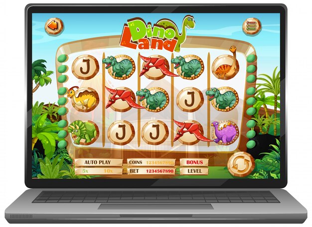 Juego de dinosaurios en la pantalla del portátil
