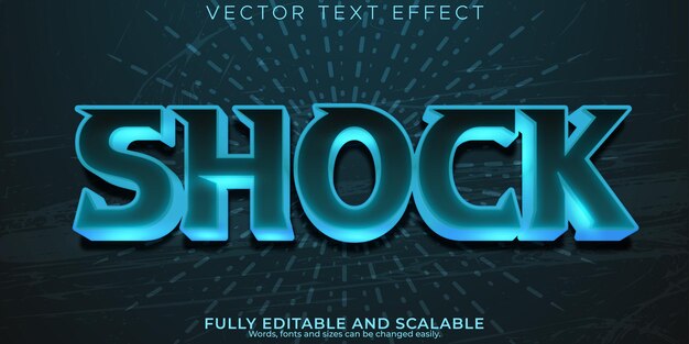 Juego editable de efecto de texto azul de choque y estilo de texto futuro