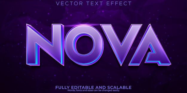 Juego editable de efecto de texto de espacio nova y estilo de texto de galaxia