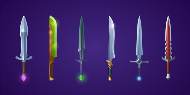 Juego de espadas mágicas, cuchillas futuristas de láser espacial.