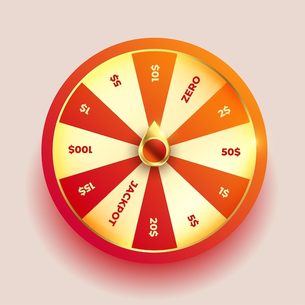 Juego de fondo de la rueda de la fortuna con temática de casino y premio ganador