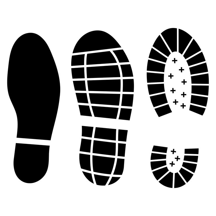 Vector gratuito juego de glifos de huellas de zapatos