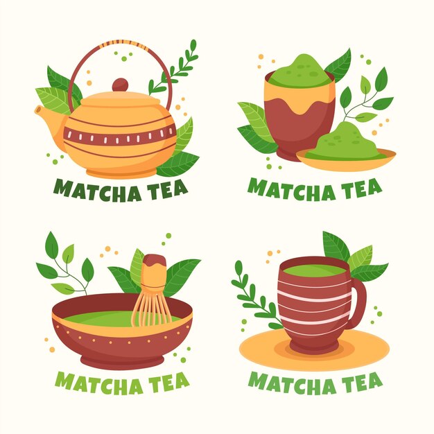 Juego de insignias de té Matcha