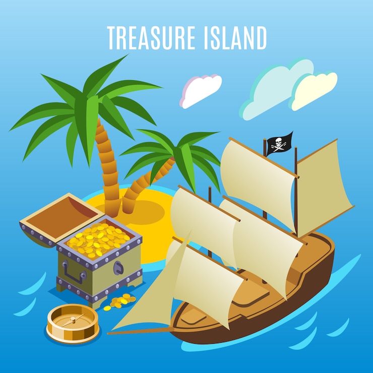 Vector gratuito juego isométrico de treasure island