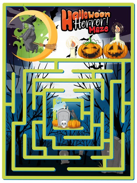 El juego de laberinto encuentra el camino de la bruja a la lápida
