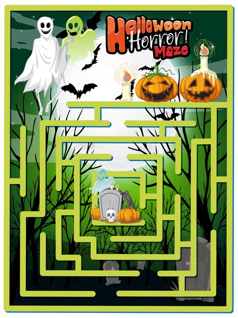 El juego de laberinto encuentra el camino del fantasma hacia la lápida