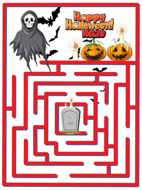 El juego de laberinto encuentra el camino del fantasma hacia la lápida