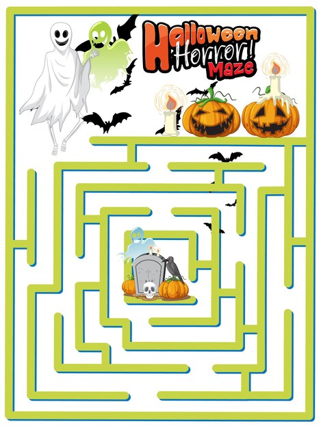 El juego de laberinto encuentra el camino de los fantasmas a la lápida